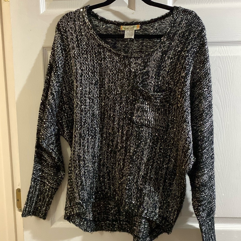 Black and silver sparkle sweater